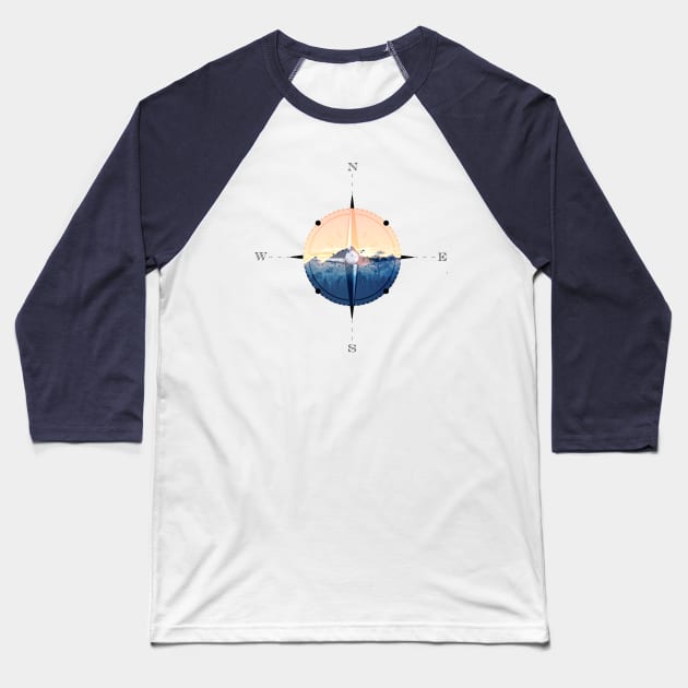 The Mountains Are My Guide Compass Baseball T-Shirt by chrissyloo